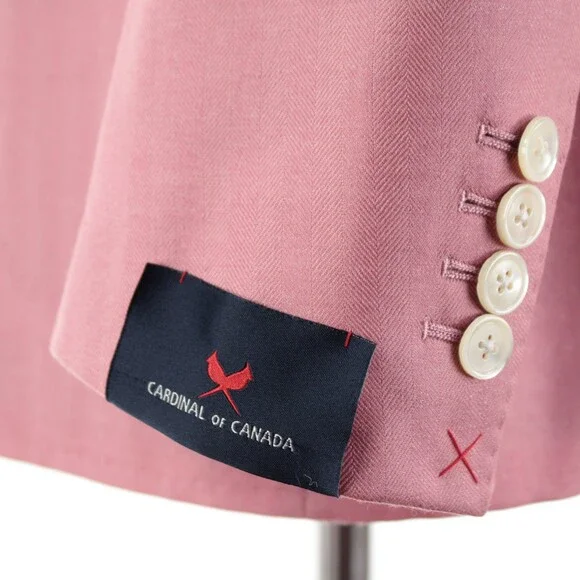 Cardinal of Canada NWT Wool / Silk Sport Coat Size 42S US In Pink Herringbone